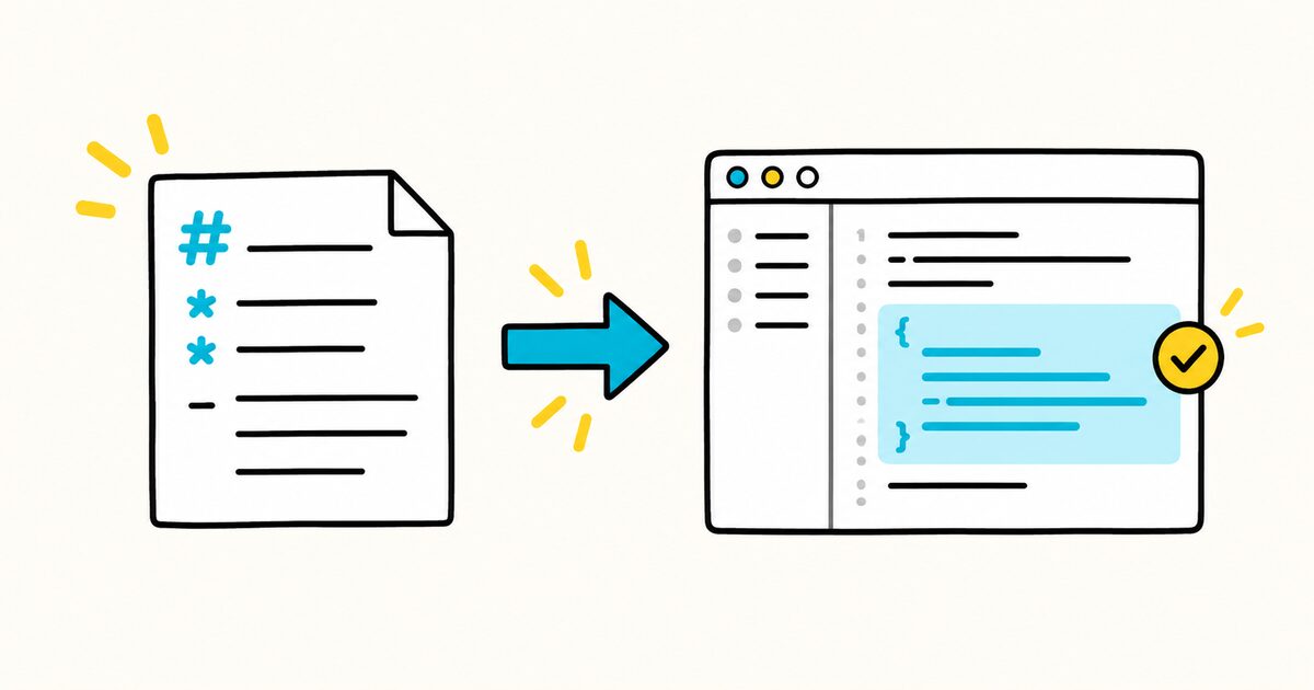 A reusable Markdown prompt file producing an approved code suggestion in an editor