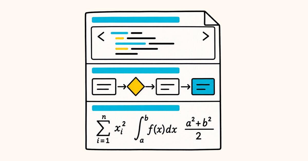 Code, diagrams, and math