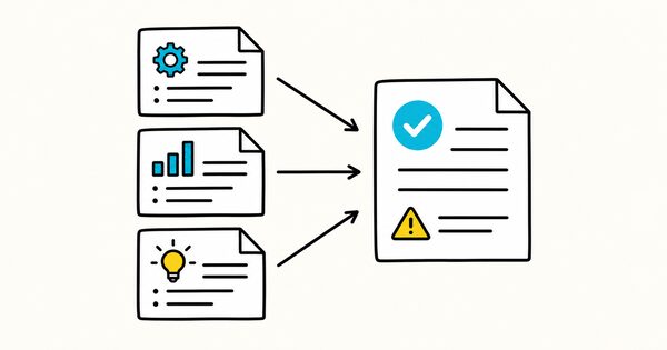 Three architecture options converging into one recorded decision with a consequence warning