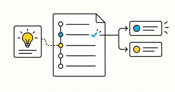 A decision path connecting several options to one approved choice and review date